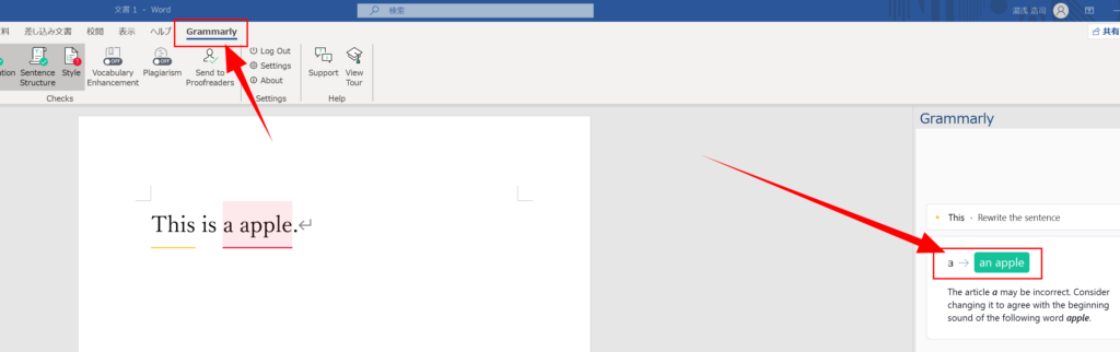 grammarly for word